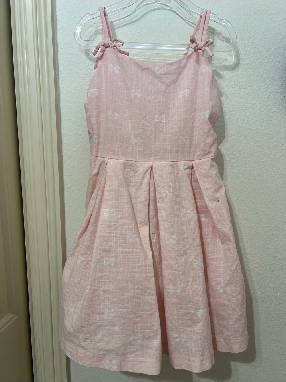 Janie and Jack Light Pink Bow-Print Tie-Shoulder Dress